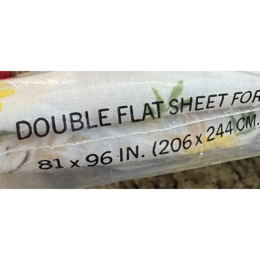 VTG 1980s Pequot No-Iron Percale Double Flat Fitted Sheet Set Dainty Daisies NEW